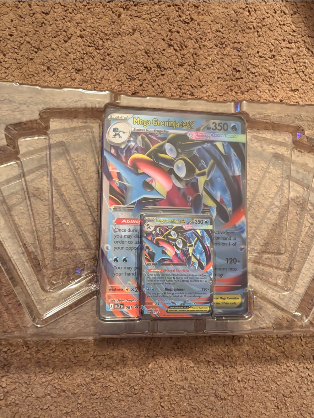 Mega Greninja Ex jumbo Pokemon card and regular size card